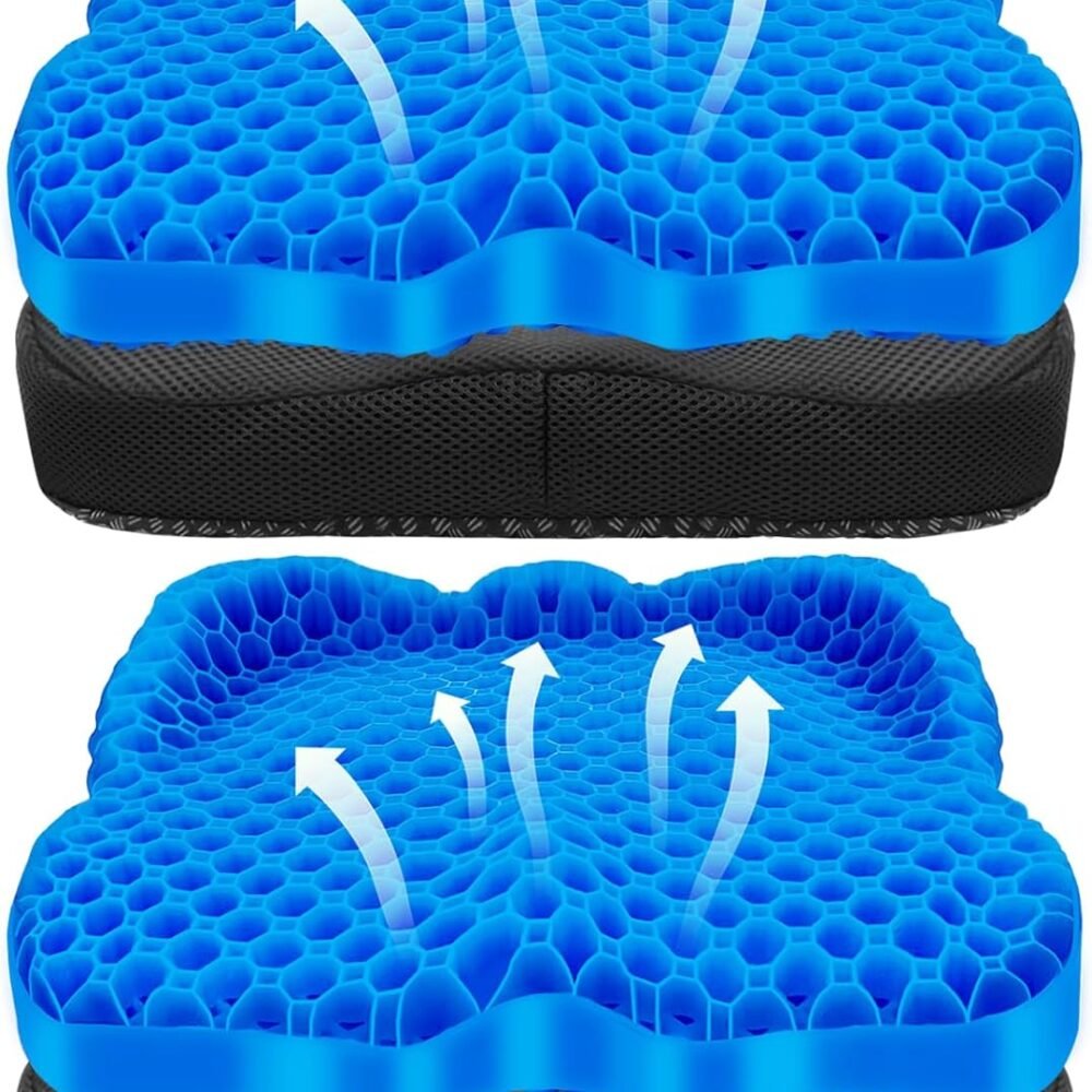 NEW-Vi Anti-Slip Kayak Seat Cushion - Double Thicken Gel Boat Cushion, Waterproof Kayak Gel Seat Cushion, Coccyx Sciatica Pain Relief, Kayak Accessories for Fishing, Kayak Fishing Accessories