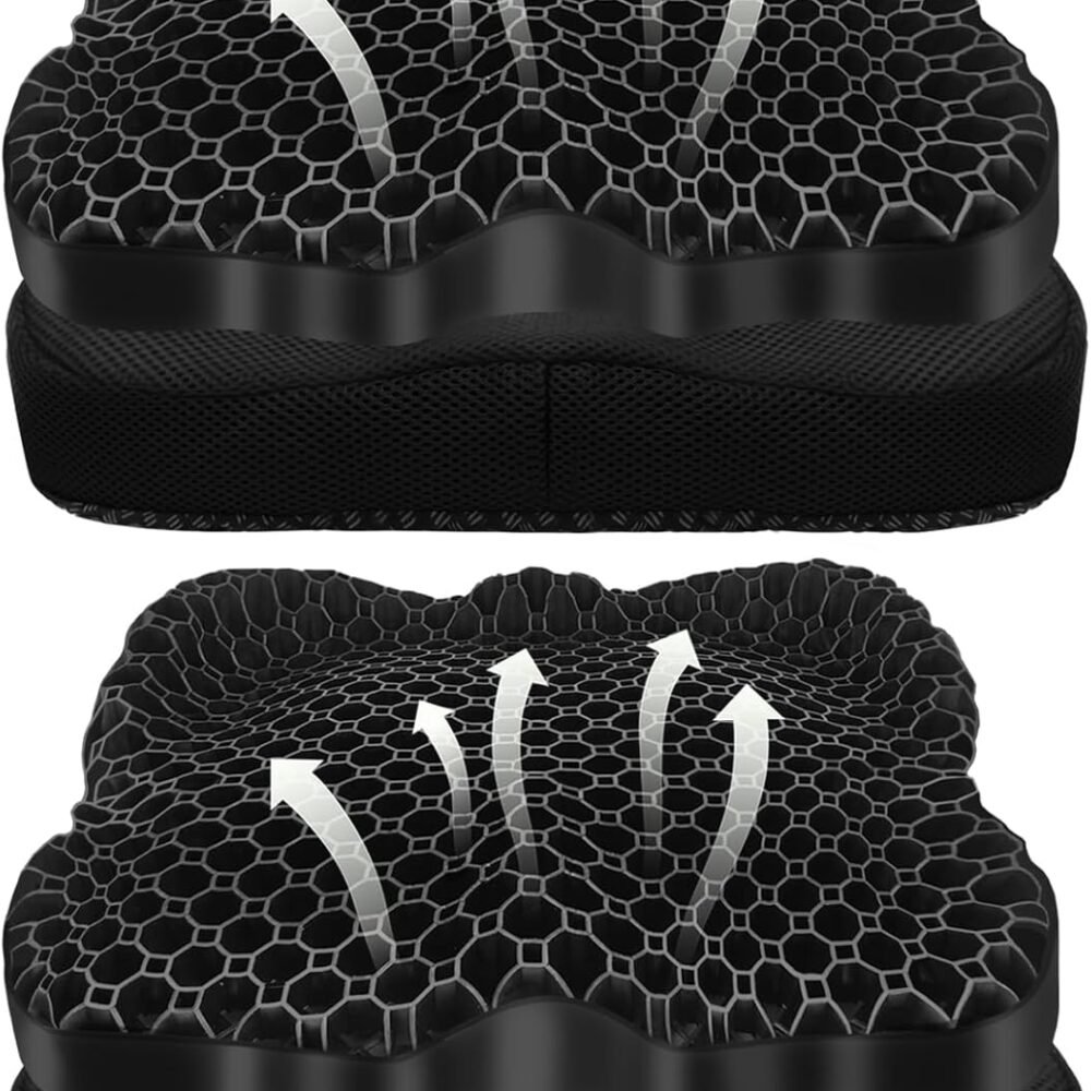 NEW-Vi Anti-Slip Kayak Seat Cushion - Double Thicken Gel Boat Cushion, Waterproof Kayak Gel Seat Cushion, Coccyx Sciatica Pain Relief, Kayak Accessories for Fishing, Kayak Fishing Accessories