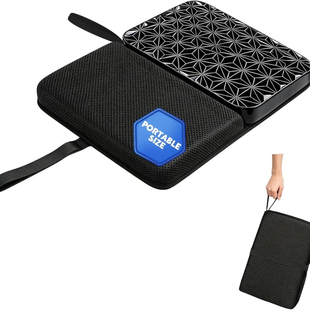 Honeycomb Gel Seat Cushion Portable Travel Cushions, 16" x 12" Foldable Seat Cushion for Airplane, Light Pad for Car Office Wheelchair, Pressure Relief & Tailbone Pain Relief